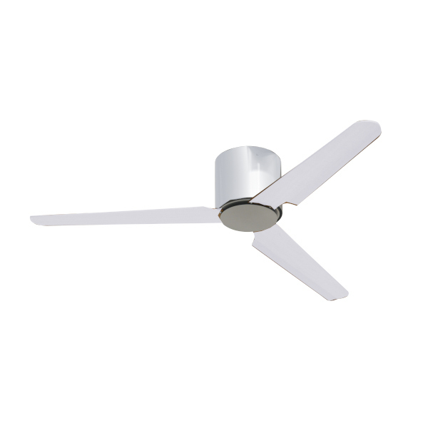 FLAT white satin fan with 3 transparent blades