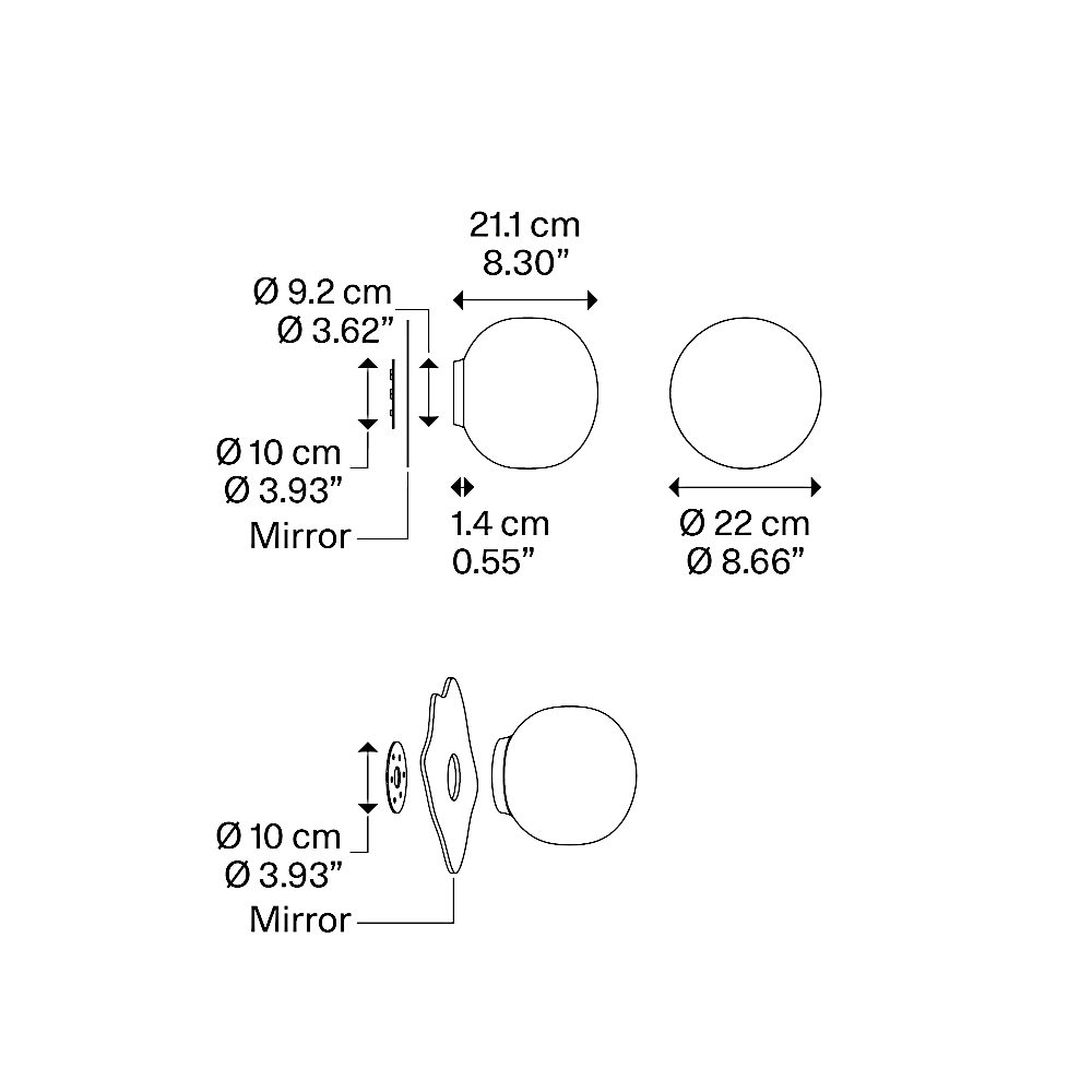 volum-lodes-lampada parete mirror-schema tecnico